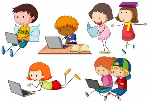 students on laptops 