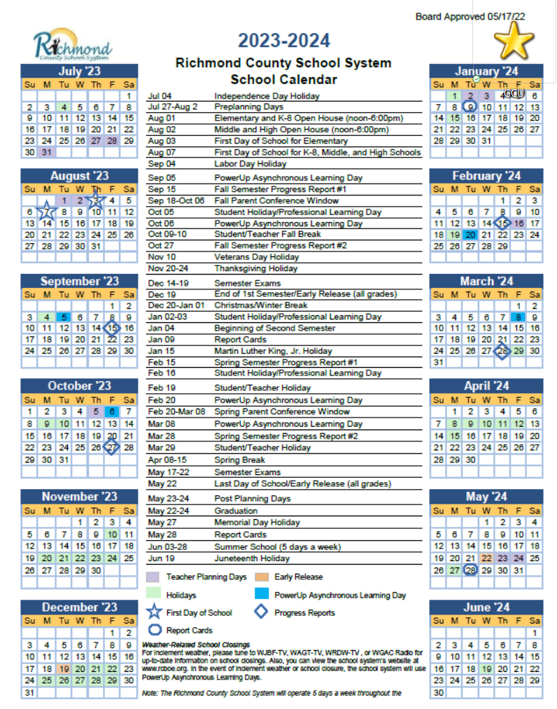 School Calendar 2023-2024