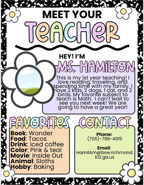 A flyer which includes the personal background of the teacher