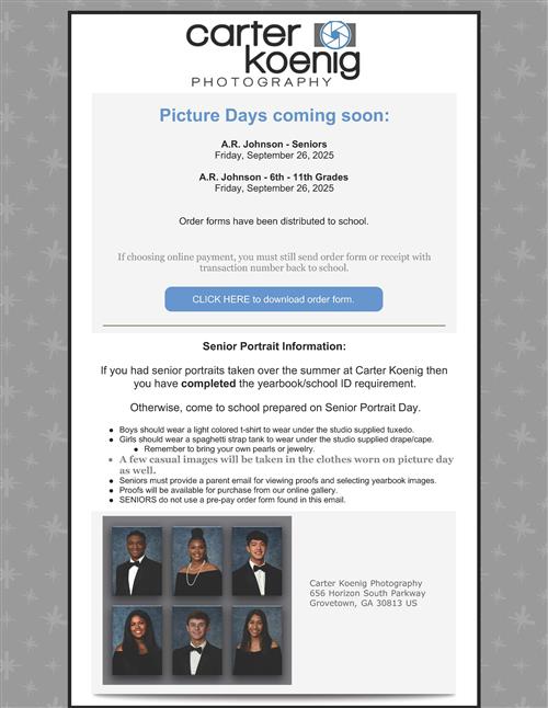 ARJ Picture Day Information
