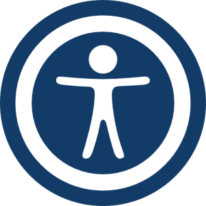 White person icon in a blue circle with a blue circle outline